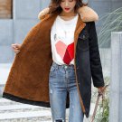 RSSLyn New Wadded Black Denim Jacket for Women Thick Fleece Faux Fur Lining Winter Jacket for Women