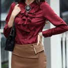 Rsslyn Burgundy Tops Red Ruffled Blouses Limited Item Maroon Blouse for Women is Ready for Shipping