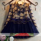 SALE Navy Blue Dress for Girls 9-12 Months Long Sleeve Navy Blue Printed Ivory Rose Flowers