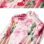 Rsslyn Pastel Pink Blouses for Women High-Quality Satin Blouses with Floral Prints
