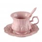 Rsslyn 3pcs/SET Elegant Pink Porcelain Tea Cup, Saucer and Spoon Personal Use Kitchenware