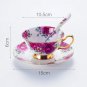 Rsslyn 3pcs/SET Pastoral Red Rose Tea Cup European Home Vintage 200ml Bone China Tea Cups