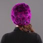 Rsslyn Purple Winter Hats Purple Magenta Color Rose Pattern 100% Genuine Rex Rabbit Fur Hats