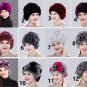 Rsslyn Purple Winter Hats Purple Magenta Color Rose Pattern 100% Genuine Rex Rabbit Fur Hats