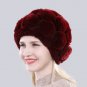 Rsslyn Purple Winter Hats Purple Magenta Color Rose Pattern 100% Genuine Rex Rabbit Fur Hats