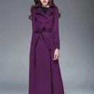 Rsslyn Long Overcoats Purple Trench Coats with Free CC Brooch Double Breasted Wool Coats for Women