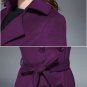 Rsslyn Long Overcoats Purple Trench Coats with Free CC Brooch Double Breasted Wool Coats for Women