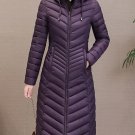 RssLyn Turtleneck Jacket Purple Parka Solid Color Hooded Winter Coats for Women