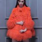 RssLyn Natural Lamb Fur Mongolian Sheep Fur Vogue Green Jackets for Women with Free CC Brooch