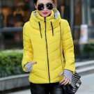 Rsslyn Crop Yellow Winter Jackets for Women Attached Handwarmer Turtleneck Coats for Girls