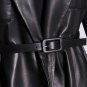 Rsslyn Very Long Black Leather Trenchcoats for Women with FREE CC Brooch