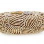 Rsslyn Womens Evening Purse Spiral Pattern Golden Clutch with FREE Brooch
