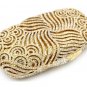 Rsslyn Womens Evening Purse Spiral Pattern Golden Clutch with FREE Brooch