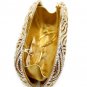 Rsslyn Womens Evening Purse Spiral Pattern Golden Clutch with FREE Brooch