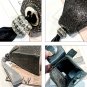 Rsslyn Black Leather Bags for Women with Crystals Pyramid Shape Free CC Brooch