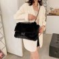 Rsslyn Red Handbags with Faux Fur Leather Shoulder Bags with Free Brooch