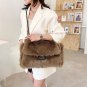 Rsslyn Red Handbags with Faux Fur Leather Shoulder Bags with Free Brooch