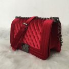 Rsslyn Candy Apple Red Color Free Brooch for Fashion Designer Classy Top Handle Red Shoulder Bags