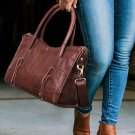 Rsslyn Durable Brown Leather Bags with Free Brooch Fashion Totes for Women