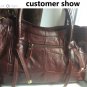 Rsslyn Durable Brown Leather Bags with Free Brooch Fashion Totes for Women