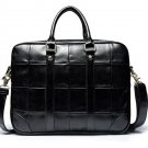 Rsslyn Patchwork Black Leather Briefcases for Men Unisex Free Silver Brooch Coco Pins