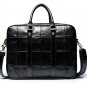 Rsslyn Patchwork Black Leather Briefcases for Men Unisex Free Silver Brooch Coco Pins