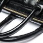 Rsslyn Patchwork Black Leather Briefcases for Men Unisex Free Silver Brooch Coco Pins