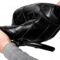 Rsslyn Patchwork Black Leather Briefcases for Men Unisex Free Silver Brooch Coco Pins