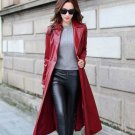 Rsslyn Deluxe Red Leather Trench Coats for Women Red Leather Jackets Free Double C Brooch