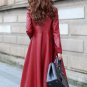 Rsslyn Deluxe Red Leather Trench Coats for Women Red Leather Jackets Free Double C Brooch