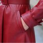 Rsslyn Deluxe Red Leather Trench Coats for Women Red Leather Jackets Free Double C Brooch