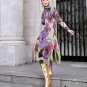 Rsslyn Plus Sizes Knitted Purple Sweaters Turtleneck Dress with Large Flowers