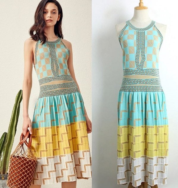 RSSLYN Medium Size Halter Dress for Women New Fashion Dresses