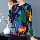 Rsslyn Multicolored Sweaters for Women High-Quality Cotton Navy Blue Cardigan