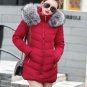 Rsslyn Red Parka with Attached Hand Warmer Fur Hooded Jackets for Women