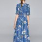 Rsslyn Floral Denim Dress for Women V-Neck Maxi Dress