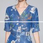 Rsslyn Floral Denim Dress for Women V-Neck Maxi Dress