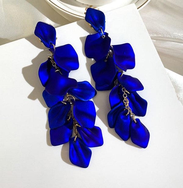 Rsslyn Royal Blue Earrings New Arrival Vintage Women Dangle Earrings Sexy Rose Petal