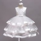 Rsslyn fashion White Dress for Girls Sleeveless Tiered White Christening Dress Ready for Shipping