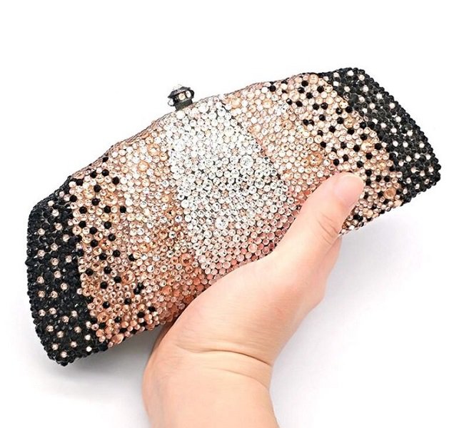 Rsslyn Black Clutch in Diamonds-Elegance is Beautiful