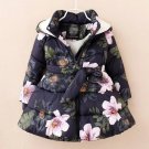 SALE Parka for Baby Girls Hooded Jackets Floral Blue Parkas for 3T Girls Thicker and Warmer Parkas