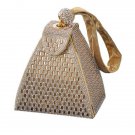 Rsslyn Pyramid Shape Bag Small Clutch With Gold Rhinestones Good Evening Bags for Lady