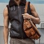 Rsslyn Retro Genuine Leather Chest Bag for Men Motorcycle Bikers Large Bag for Husky Men