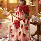 Rsslyn Sweet Red Strawberry Robes with Pockets Hooded Coats for Winter Sleeping Robe Pajama