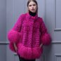 Rsslyn Fashion Coats Warm Poncho for Women Hotpink Mongolia Sheep Fur