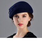 Rsslyn Blue Fedora Derby Hat for Women 100% Wool Felt Winter Hats Beautiful Navy Blue Hats LMF24-186