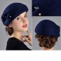 Rsslyn Blue Fedora Derby Hat for Women 100% Wool Felt Winter Hats Beautiful Navy Blue Hats LMF24-186