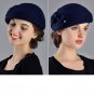 Rsslyn Elegant Winter Hats for Women Navy Blue Beret with Bow Fashion Hats