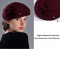 Rsslyn Elegant Winter Hats for Women Navy Blue Beret with Bow Fashion Hats