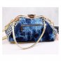 Rsslyn Free Shipping Denim Shoulder Bags with Rivet Rhinestone Patchworks